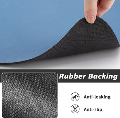 HotLive Dog Food Mat - Absorbent Cat Mat for Food and Water, No Stains Pet Feeding Bowl Mat, Easy to Clean Pet Placemats, Quick Dry Dog Water Dispenser Mat for Messy Drinkers | Blue 18"x28"