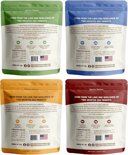 Smart Cookie All Natural Soft Dog Treats - 4 Flavor Variety Pack (5oz Each) - Healthy Dog Treats for Dogs & Puppies with Allergies, Sensitive Stomachs - Chewy, Grain Free, Made in USA