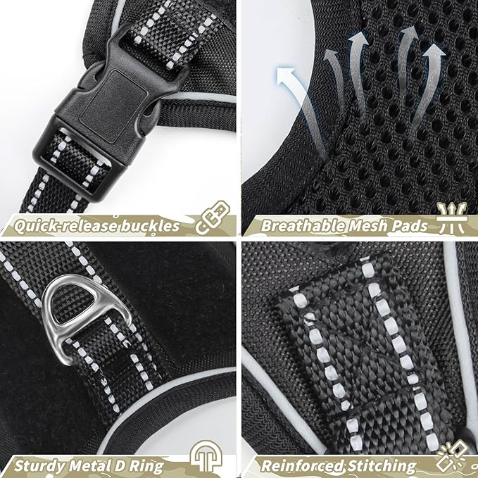 Tactical Dog Harness for Small Dog - Reflective Puppy Pet Vest No Pull Military Service Dog Vest with Vertical Handle XS Dog Harness for Outdoor Training