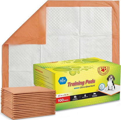 MED PRIDE Dog Training Pads with Attractant, 100 Count Disposable Puppy Pee Pads, 22 x 24 in, 6-Layer Ultra Absorbent Potty Pads with Leakproof Backing for Dogs, Cats & Small Pets