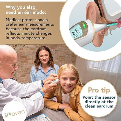 iProvèn Pro Series | Ear Thermometer with Non-Touch Forehead Function | Superior Accuracy for Adults, Kids, Babies | Premium Digital Thermometer for Adults and All Ages