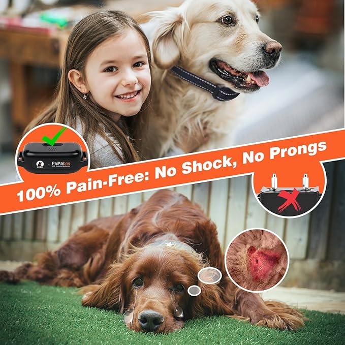 PaiPaitek No Shock Dog Training Collar with Remote 3300ft Range, Humane Vibrating Dog Collar, 3 Modes Ultrasonic, Beep, Vibration for Small Medium Large Dogs - Security Lock & No Prongs