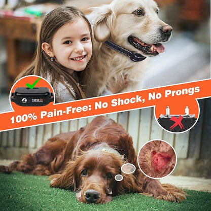 PaiPaitek No Shock Dog Training Collar with Remote 3300ft Range, Humane Vibrating Dog Collar, 3 Modes Ultrasonic, Beep, Vibration for Small Medium Large Dogs - Security Lock & No Prongs
