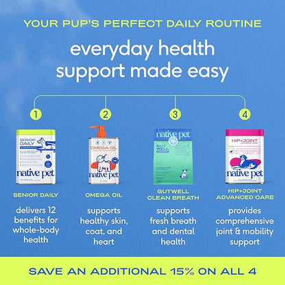 Native Pet Senior Daily Dog Vitamins & Supplements – 12-in-1 Dog Multivitamin Powder for Senior Dogs – Supports Mobility, Cognition, Digestion, Immune Health & More – 60 Scoops