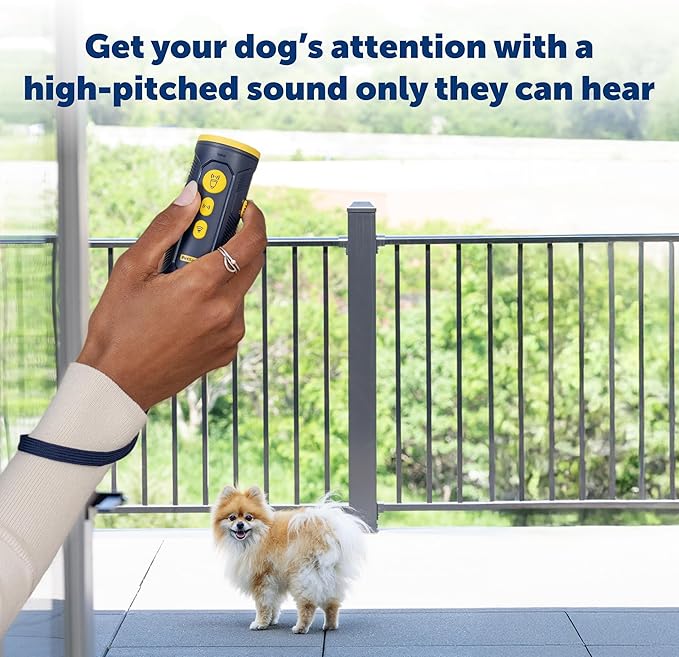 PetSafe Collarless Trainer – Ultrasonic Bark Deterrent – Handheld Anti Bark Device – High-pitched Sound, Flashing Light and Variable Tone – Rechargeable Battery – Flashlight – Wrist Strap