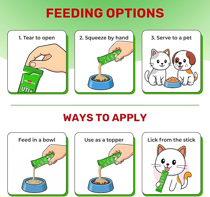Cat UTI Treatment for Frequent Urination, Bladder & Kidney Irritation – Squeezable Dog UTI Treatment for Natural Care – Creamy UTI+ Cranberry Supplement for Dogs with Chicken Flavor – 10 Sticks x 5 g