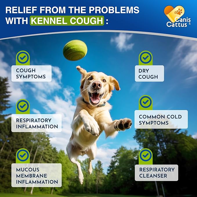 Dog Coughing Treatment Helps with Allergies, Breathing, Runny Nose, Sneezing – Herbal Kennel Cough Treatment for Dogs & Cats for Throat Care – Liquid Supplement and Breeds – 2-oz Bottle