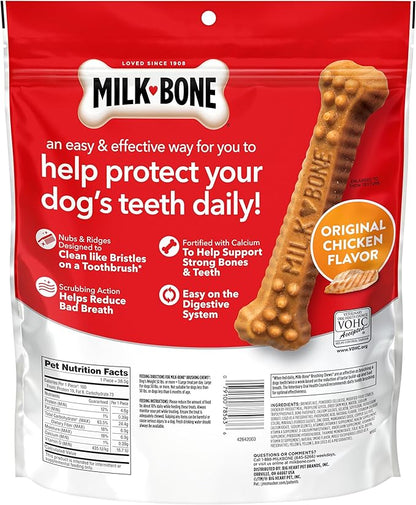 Milk-Bone Brushing Chews Original Chicken Flavor Daily Dental Dog Treats, Large, 33.7 Oz. Bag