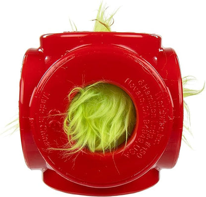 goDog Holiday Collection 2-in-1 Cage Ball Dog Toy with Furballz Squeaky Plush Dog Toy - Red, Small