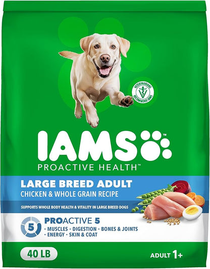 IAMS Proactive Health Large Breed Dry Dog Food, Adult Dry Dog Food for Large Breeds, Chicken, 40 lb. Bag