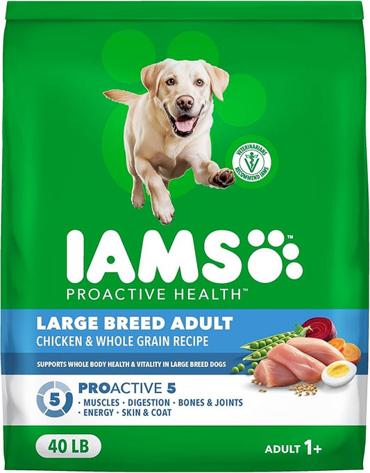 IAMS Proactive Health Large Breed Dry Dog Food, Adult Dry Dog Food for Large Breeds, Chicken, 40 lb. Bag