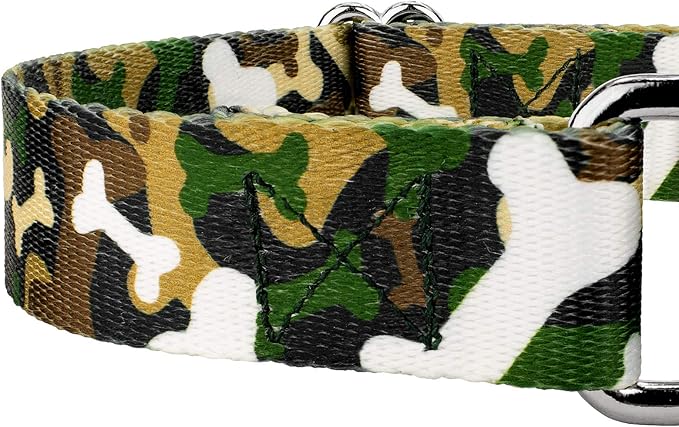 Country Brook Petz - Woodland Bone Camo Martingale Dog Collar and Leash - Camouflage Collection Featuring Rugged Designs (5/8 Inch, Small)