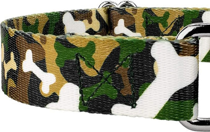 Country Brook Petz - Woodland Bone Camo Martingale Dog Collar and Leash - Camouflage Collection Featuring Rugged Designs (5/8 Inch, Small)