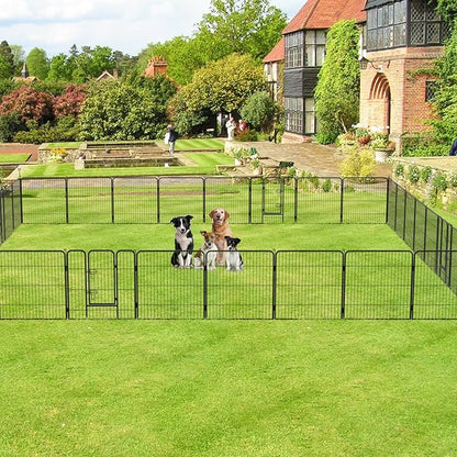 FDW Dog Playpen Dog Pen Dog Kennel 32 Panels 32 Inch Height Indoor Outdoor Folding Metal Portable Puppy Exercise Pen Heavy Duty Dog Fence for Yard Camping,Black