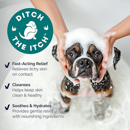Vetnique Labs Dermabliss Dog Allergy and Itch Relief Shampoo for Dogs with Pramoxine Advanced Vet Strength - Ditch The Itch (Itch Relief, 16oz Shampoo)