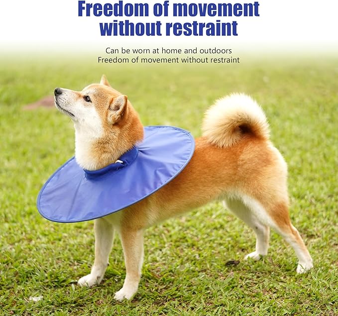 Dog Recovery Collar,Dog Soft Cone Collar Alternative After Surgery,Adjustable,Breathable E Collar for Large/Medium/Small Dogs Cats Blue L