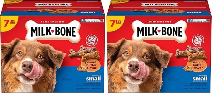 Milk-Bone Peanut Butter Flavor Naturally & Artificially Flavored Dog Biscuits - Crunchy Dog Treats - 7 Pounds (Packaging Design May Vary),(Pack of 2)