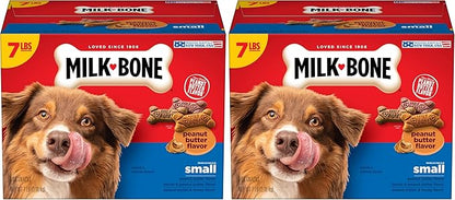 Milk-Bone Peanut Butter Flavor Naturally & Artificially Flavored Dog Biscuits - Crunchy Dog Treats - 7 Pounds (Packaging Design May Vary),(Pack of 2)