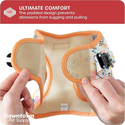 Downtown Pet Supply Step-in Dog Harness – No Pull, Adjustable Padded Mesh with Reflective Trim, Secure Buckle Strap – Comfortable & Breathable Small Dog Harness, Small, Floral