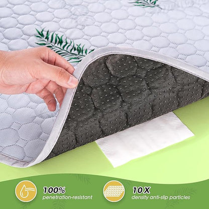 WanpeeGoo Washable Pee Pads for Dogs, 2Pack Reusable Puppy Pads, Super Absorbent & Leakproof Dog Pads, Anti-Slip Dog Pee Pads for Puppy Training & Incontinence, Leaf Pattern 24"x36"