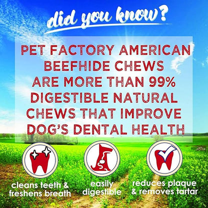 Pet Factory American Beefhide 5in Twist Sticks Dog Dental Chews - Natural Rawhide Dental Chews with Chicken Flavor for Small to Medium Dogs, Promotes Oral Health - 5 Inches (Pack of 1)