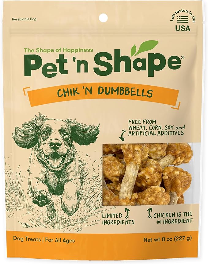 Pet 'n Shape Chik 'n Rice Dumbbells - All Natural Dog Treats, Chicken, 8 oz, 10408