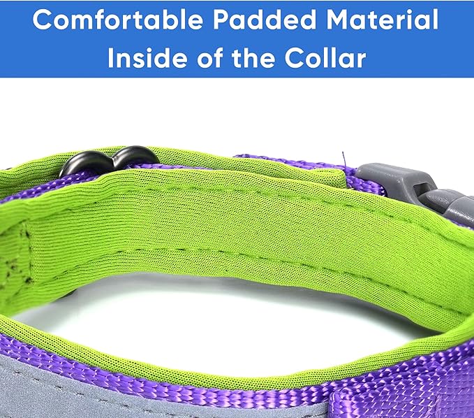 Pawtitas Lumberjack Padded Martingale Collar for Dogs | Soft Neoprene Dog Collar for Your pet's Comfort Made with Reflective Band for Maximum Visibility | Fits Small and Large Pets - XXS Purple