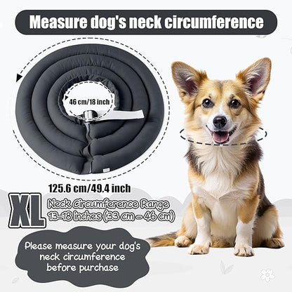 Soft Dog Cone Collar - Adjustable Recovery Cone for Large Dogs After Surgery to Stop Licking, Waterproof Elizabethan Protective Neck Donut Collar Alternative for Pet (Grey, XL)