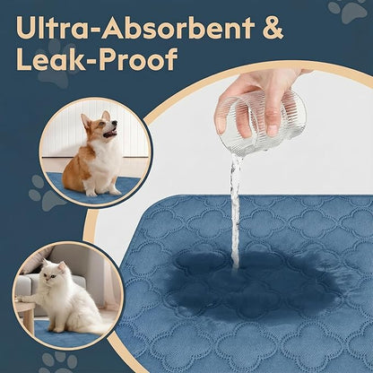 FunFurry Washable Pee Pads for Dogs - 2 Pack Reusable Pee Pads，Waterproof Puppy Pads，Pet Training Pads，Super Absorbent with Dog Paw Shape Non-Slip Backing (Blue, 31" X 36" - 2 Pack)