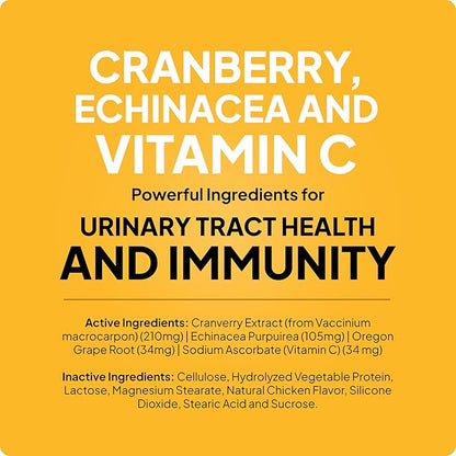 Cat & Dog UTI Treatment - Cranberry Supplement for Dogs&Cats 60 Chewable Tablets for Urinary Tract Infection & Bladder Stone Prevention, Canine Incontinence Support Made in USA
