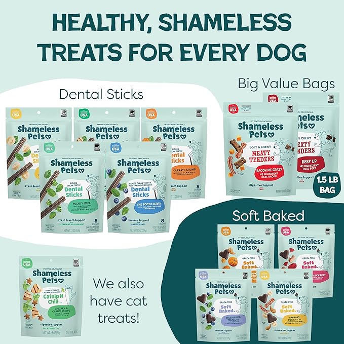 Shameless Pets Soft Dog Treats – Cheeky Chicken Meaty Tenders, Soft & Chewy Treats for Dogs, Real Chicken 1st Ingredient, Grain Free, Healthy Treats for Small, Medium & Large Dogs, 8oz