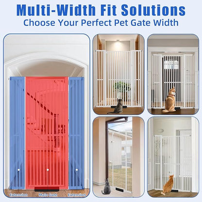 SHYUJAJIE 71 Inch Extra Tall Pet Gate for Cats, 29.5-48" Adjustable Wide Dog Gates, Pressure Mounted Walk Through Tall Cat Gate for Doorways,Hallway,Stairs,House（White）
