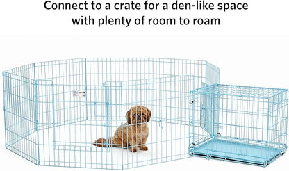 MidWest Homes for Pets 24-Inch Exercise Pen, for Indoor and Outdoor Use, 16 Sq Feet of Play, Single Door Folding Dog Pen, with Large Door Opening & Secure Latch, Easy to Set Up, Foldable Dog Playpen