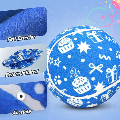 QDAN Dog Birthday Gift: Dog Birthday Toy 9.5" Big Giant Tennis Ball for Dogs Outdoor Water Play, Large Tennis Balls for Large Medium Dog, Blue