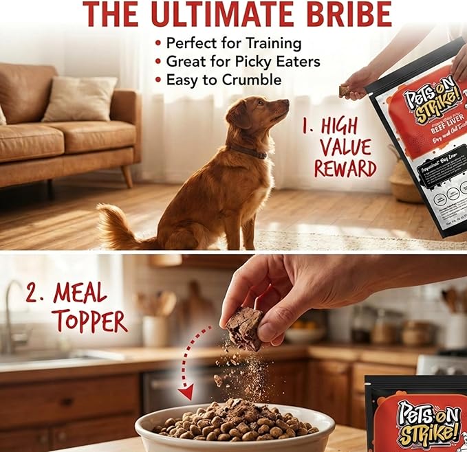 Freeze Dried Beef Liver for Dogs & Cats (18oz) – Single Ingredient Dog Treats – USA Sourced & Made – High Protein, All Natural, Grain Free – Raw Freeze-Dried Training Treats
