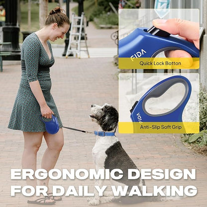 Fida Retractable Dog Leash, 16 ft Dog Walking Leash for Large Dogs up to 110lbs, Tangle Free,Navy Blue