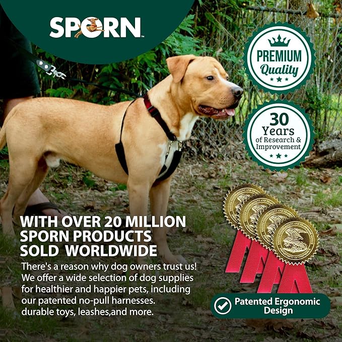 Sporn Original Dog Halter, No Pull Dog Harness, Durable Nylon Collar with Padded Restraint Sleeves for Medium Breeds, No Choke Design, Adjustable Fit, Easy On/Off, Red, Medium