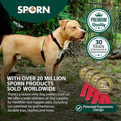 Sporn Original Dog Halter, No Pull Dog Harness, Durable Nylon Collar with Padded Restraint Sleeves for Medium Breeds, No Choke Design, Adjustable Fit, Easy On/Off, Red, Medium