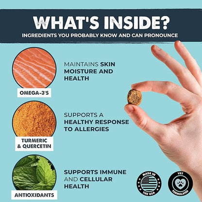 Mighty Paw Waggables Allergy Immune + Itch (Made in The USA) 2 Pack -Dog Chews Anti-Itch for Dogs. Allergy Support Vitamins for Skin and Coat Allergies. Omega 3 & Quercetin for Pets 240 Ct