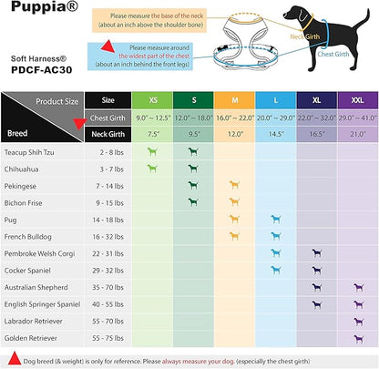 Puppia Soft Dog Harness No Choke Over-The-Head Triple Layered Breathable Mesh Adjustable Chest Belt and Quick-Release Buckle, Orange, Medium (Pack of 3)