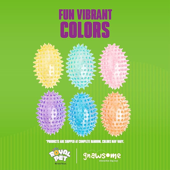 Gnawsome™ 3.5” Spiky Squeaker Football Dog Toy - Small, Cleans Teeth and Promotes Good Dental and Gum Health for Your Pet, Colors Will Vary (Pack of 2)