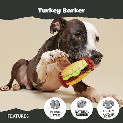 Barkbox Turkey Barker Dog Toy for Large Aggressive Chewers, Turkey-Scented Rip & Reveal Toy for Engaging and Durable Playtime