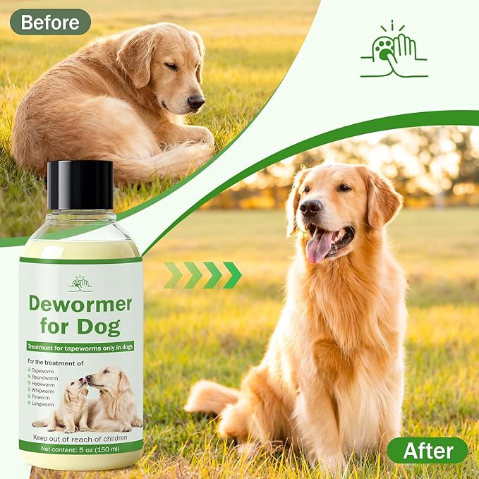 Dewormer for Dogs, Tapeworm Treatment for Dogs, Dog Dewormer Puppy Dewormer, 150ml Suitable for Dogs, with 5ml Dropper