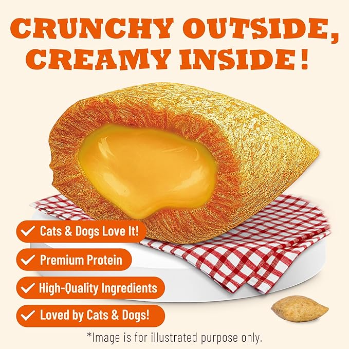 13.05oz Pumpkin Treats for Cat& Dog with Egg Yolk Creamy Core - Crunchy& Soft Cat Treats for Indoor Cats for Skin &Coat, Gut Health with Kitten Training Snacks