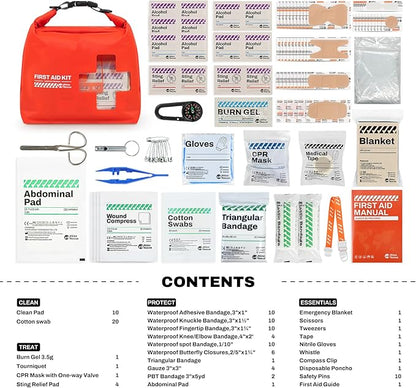 RHINO RESCUE Bundle - Pet First Aid Kit, Emergency Medical Supplies for Dogs & Cats, Safety Essentials Pack with Thermometer+Waterproof First Aid Kit, Lightweight Boat Dry Bag