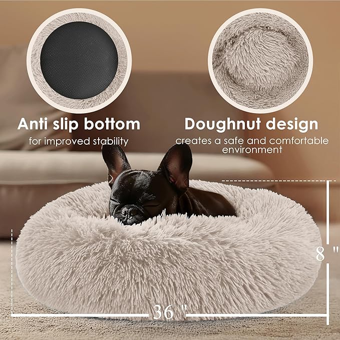 Extra Large Dog Beds, 36 Inch Human Dog Anxiety Relief Comfort Bed, Indestructible & Chew Proof Pet Beds (Brown)