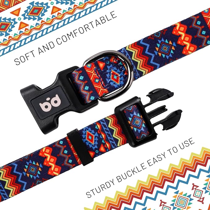 QQPETS Adjustable Soft Dog Collar: Print Flower Pink Multicolor Cute Patterns for XS Small Medium Large Pet Girl Boy Puppy Walking Running Training