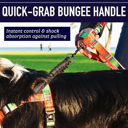Leash Boss No Pull Dog Harness, Easy Walk for Small, Medium, and Large Pets, Reflective with Rear and Front Clip Attachment (Wave Pattern, Extra Large)