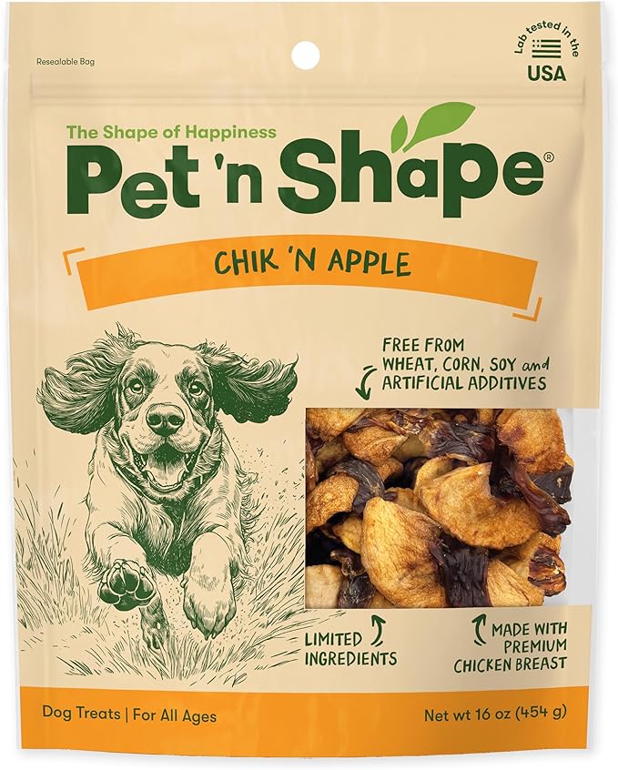 Pet ‘n Shape Chik 'n Apple Jerky - Natural Wrapped Dog Treats – 16 Oz