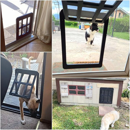Enjoying Dog Door for Screen Doors, Passage Opening 11.2" x 14.4", Access Freely, Magnetic Swing Flap, Large Pet Door for Sliding Screen Doors, Lockable, Black